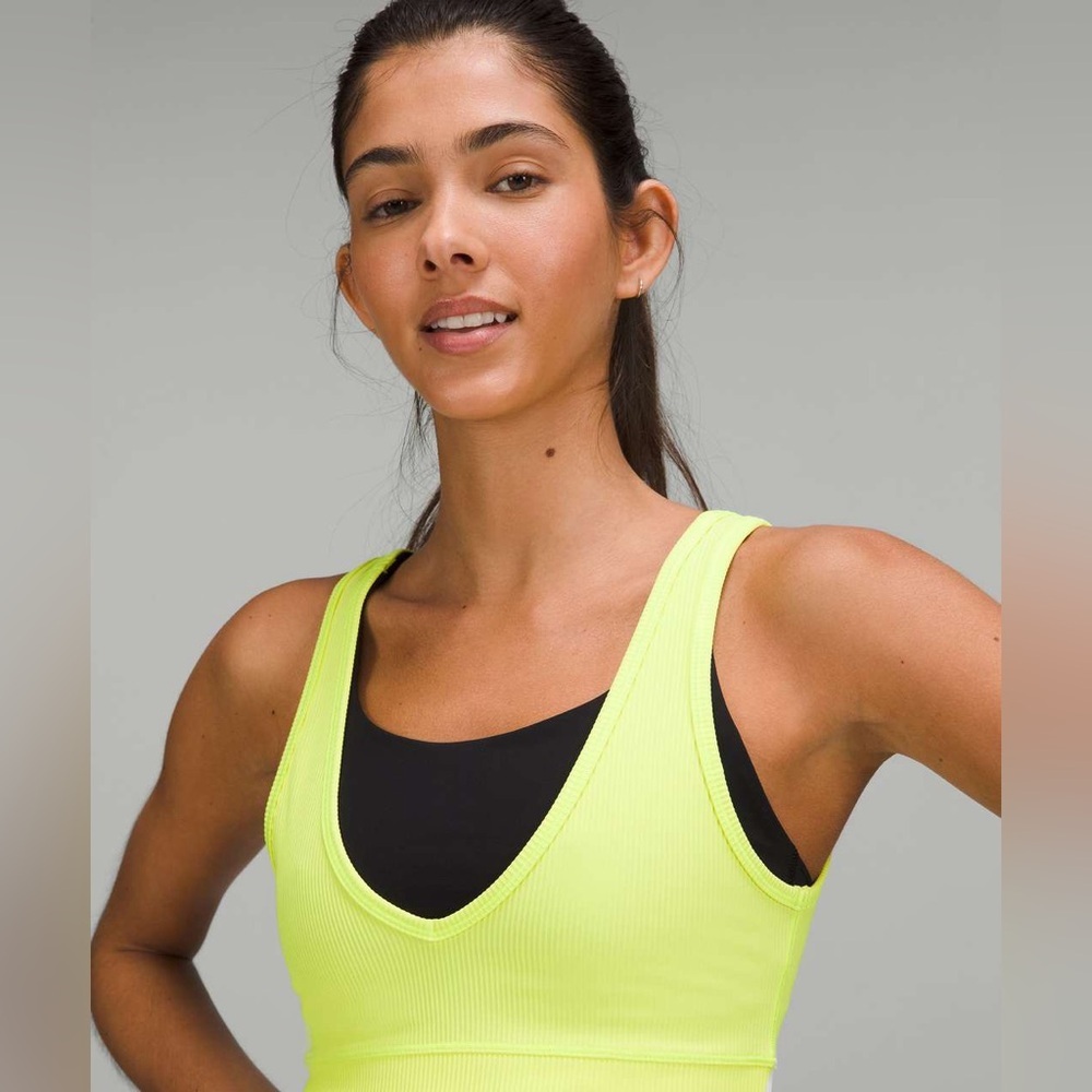 Lululemon Power Pivot Ribbed Tank Top Electric Lemon - Picture 8 of 10